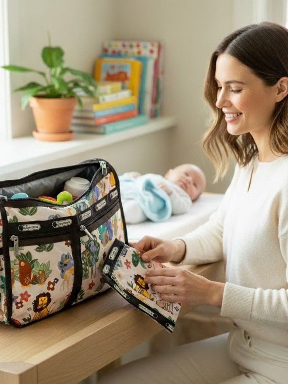 LeSportsac Tokidoki Jungle Print Multipocket Crossbody / Diaper Bag & Pouches